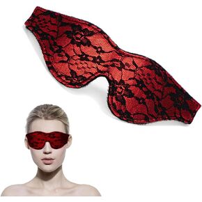 Lover's Blindfold Red Floral Lace Plush Eye Mask Blindfold Sexy for Meditation Sleeping Couple Game