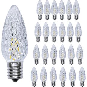 25 Pack C9 Led Replacement Christmas Light Bulb，Warm White C9 Shatterproof Led Bulbs for Indoor Outdoor Decorative String Light，E17 Base