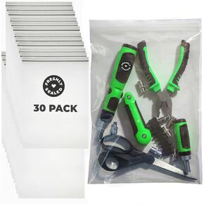 Heavy Duty Reclosable Zip Bags 6mil Thick Large Size 10 x 12" 30-Pack - 6mil Thick Puncture Resistant Resealable Poly Bags, Reclosable Zip Bags, Puncture-Resistant, Strong Resealable Poly Bags