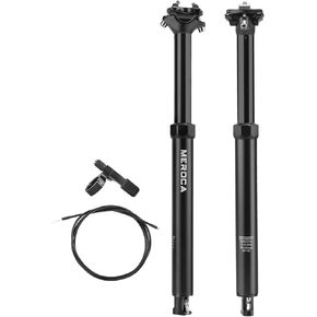 Dropper Seat Post for Mountain Bike, 30.9/31.6mm Bike Seat Post, 125mm Travel, Aluminum Body, with Remote Lever and Cable Kit, MTB/Ebike Internal Routing