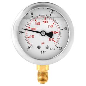 0-250Bar 0~3750PSI 63mm Analog Gas Pressure Gauge for Water Air Oil Dial Instrument Base Entry G 1/4"