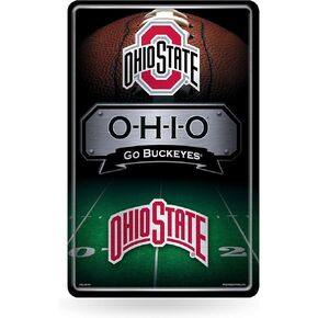Rico Industries NCAA Ohio State Buckeyes Large Metal Sign 11" x 17" Large Metal Home Décor Sign