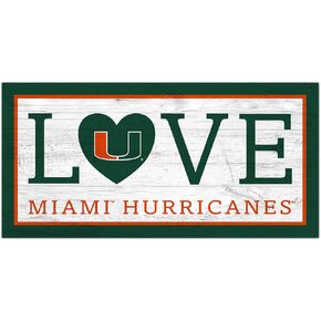 Fan Creations NCAA Miami Hurricanes Unisex University of Miami Love Sign, Team Color, 6 x 12, (C1066-Miami)
