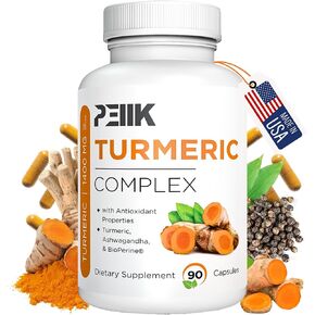 Turmeric Curcumin with Black Pepper & Ashwagandha - High Absorption Ultra Potent Turmeric Supplement with 95% Curcuminoids, BioPerine & Ashwagandha - Turmeric Capsules for Joint Support 90 Capsules