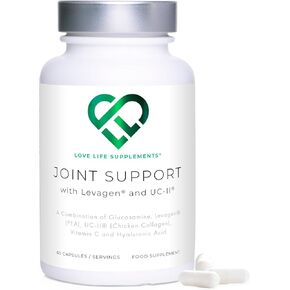 Love Life Supplements Joint Support with Levagen (Palmitoylethanolamide) and UC-II Chicken Collagen | 30 Capsules - 30 Servings | Also Includes Glucosamine, Vitamin C and Hyaluronic Acid