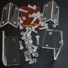 4 x Angled L Brackets, Polished Clear Transparent Acrylic + 20x M5 Bolts, Clear Right Angle Bracket, Corner