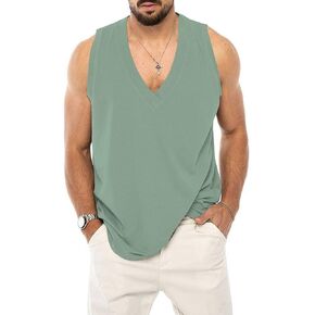 Men's Casual Tank Tops Sleeveless V Neck T Shirts Gym Shirts for Workout Summer Beach Tanks