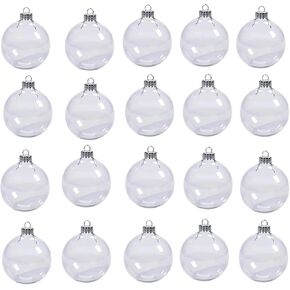 Wioilyoy20 PCS DIY Clear Decorative Ball Detachable Hanging Decorative Ball for DIY Craft Project, 2.36 inch Clear Plastic Refillable Decorative Ball, Christmas,Wedding,Party, Home Decoration (60 mm)