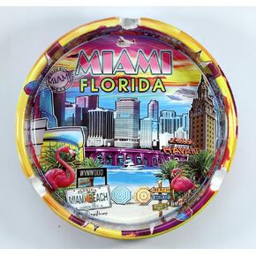 World By Shotglass Miami Florida Scene Ceramic Ashtray 5"