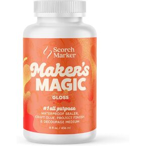 SCORCH MARKER Maker’s Magic Sealer, Matte Finish, All Purpose Glue, Waterbase Glue, Decoupage Sealer, and Finish for DIY Crafts, & Art Projects, Craft Glue, with Quick Dry & Cure Time, 8 Oz in Kuwait