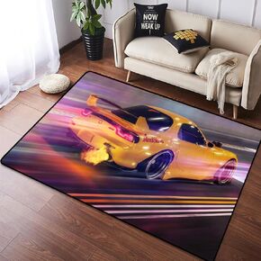 Race Car Non Slip Rug, Cool Race Car Accent Rug Indoor Floor Mat for Kids Boys,Street Art Style Racing Theme for Living Room Bedroom Bedside Playroom (39.4" x 62.9"x 0.24", Car-8)