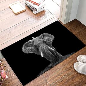 Elephant Black Background, Bathroom Shower Mat Doormat Non Slip,Floor Rug Absorbent Carpets Floor Mat Home Decor for Kitchen Bedroom Rug, 16"X 24"