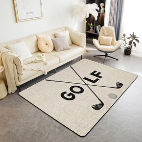Golf Club Area Rug for Bedside,Boys Teens Ball Game Lover Non Shedding Living Room Rugs for Kids Teens Adult Home Party Decor,Retro Simple Style Accent Rug for Living Room Bedroom Decor 3x5