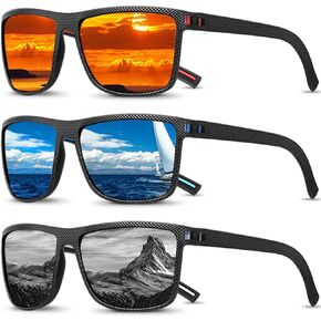 Polarized Sunglasses Men and Women 3 Pack Trendy Polarized Men's Sun Glasses for Running Fishing Golf Cycling Sports