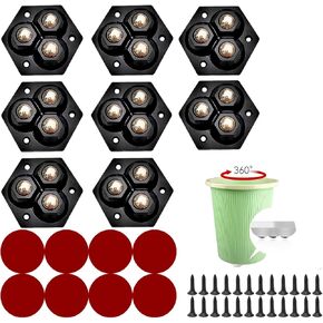 Self Adhesive Caster Wheels with Stainless Steel Ball Bearings - Set of 8 | 360 Degree Swivel Wheels for Kitchen Appliances (Black and White Hexagon - Three Steel Balls, 8)