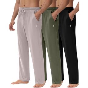 Neer 3 Pack Men's Yoga Sweatpants, Athletic Lounge Drawstring Sweat Pants Loose Workout Open Bottom Jogger Pants with Pockets