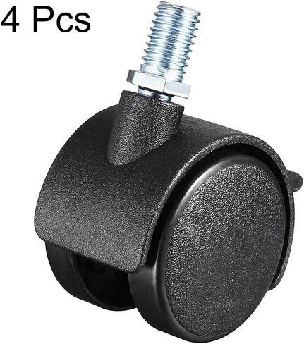 uxcell® 1.5 Inch Swivel Caster Wheels Nylon 360 Degree Threaded Stem Caster Wheel with Brake, M8 x 15mm, 100lb Total Capacity, Pack of 4 in Saudi Arabia