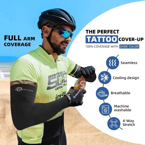 BHYTAKI 6 Pairs Cooling Compression Arm Sleeves for Men Women, UPF50 UV Sun Protection Arm Sleeves for Work Sports Tattoo Cover Up-White in Saudi Arabia