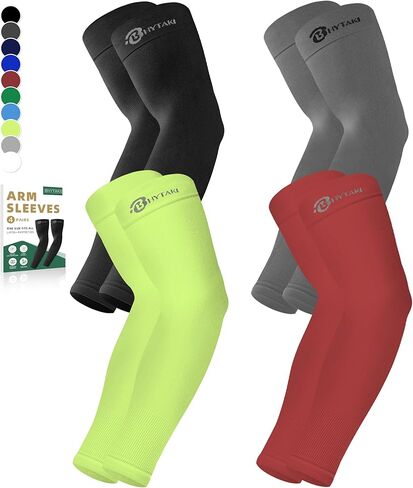 BHYTAKI 6 Pairs Cooling Compression Arm Sleeves for Men Women, UPF50 UV Sun Protection Arm Sleeves for Work Sports Tattoo Cover Up-White in Saudi Arabia