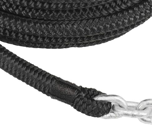 NovelBee 1/2 Inch x 300 Feet Double Braid Nylon Rope with 1/4 Inch x 15 Feet Galvanized Chain for Boat Anchor Rope and Dock Line (Black) in Saudi Arabia