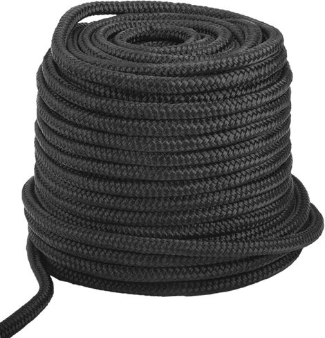 NovelBee 1/2 Inch x 300 Feet Double Braid Nylon Rope with 1/4 Inch x 15 Feet Galvanized Chain for Boat Anchor Rope and Dock Line (Black) in Saudi Arabia