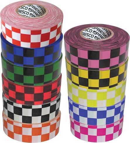 شريط علم لفة منقوش على شكل رقعة الشطرنج من بريسكو: 1-3/16 بوصة × 300 قدم (لوحة شطرنج بيضاء وسوداء) [غير لاصق] in Kuwait