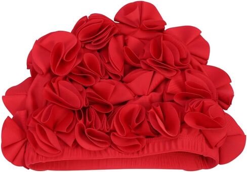 Floral Petal Bathing Swim, Comfortable Bathing Hat Ideal for Curly Short Medium Long Hair, Swimming Hat, Easy to Put On and Off (Red) in Saudi Arabia