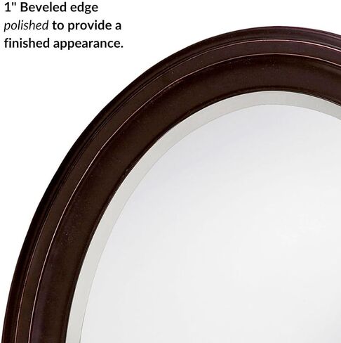 Howard Elliott George Oval Oil Rubbed Bronze Wall Mirror, Oval Bevelled Hanging Wood Framed Vanity Mirrors for Home Decor, Living Room, Bathroom, Bedroom, or Hallway, 25 x 33 Inch in Kuwait