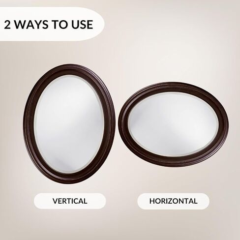 Howard Elliott George Oval Oil Rubbed Bronze Wall Mirror, Oval Bevelled Hanging Wood Framed Vanity Mirrors for Home Decor, Living Room, Bathroom, Bedroom, or Hallway, 25 x 33 Inch in Kuwait