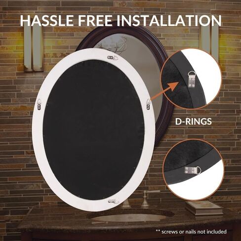 Howard Elliott George Oval Oil Rubbed Bronze Wall Mirror, Oval Bevelled Hanging Wood Framed Vanity Mirrors for Home Decor, Living Room, Bathroom, Bedroom, or Hallway, 25 x 33 Inch in Kuwait