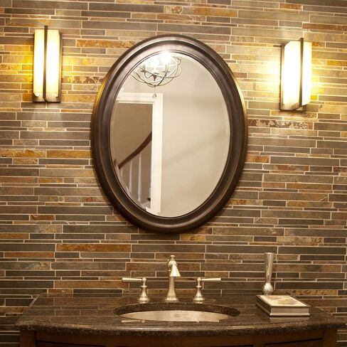 Howard Elliott George Oval Oil Rubbed Bronze Wall Mirror, Oval Bevelled Hanging Wood Framed Vanity Mirrors for Home Decor, Living Room, Bathroom, Bedroom, or Hallway, 25 x 33 Inch in Kuwait