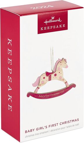 Hallmark Keepsake Christmas Ornament 2024, Baby Girl's First Christmas Rocking Horse 2024, Wood, Baby Shower Gifts in Saudi Arabia