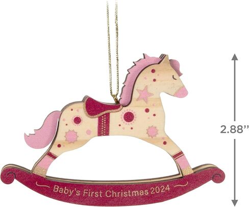 Hallmark Keepsake Christmas Ornament 2024, Baby Girl's First Christmas Rocking Horse 2024, Wood, Baby Shower Gifts in Saudi Arabia