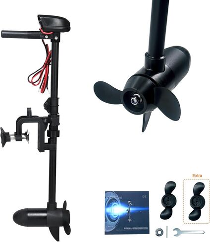20lbs Thrust 12V Lightweight Electric Trolling Motor, Adjustable Handle& LED Battery Indicator & Adjustable 19" Motor Shaft, Boat Fishing Motor, Black in Saudi Arabia