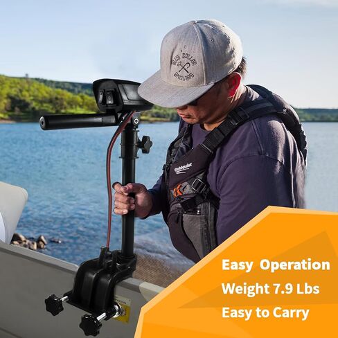 20lbs Thrust 12V Lightweight Electric Trolling Motor, Adjustable Handle& LED Battery Indicator & Adjustable 19" Motor Shaft, Boat Fishing Motor, Black in Saudi Arabia