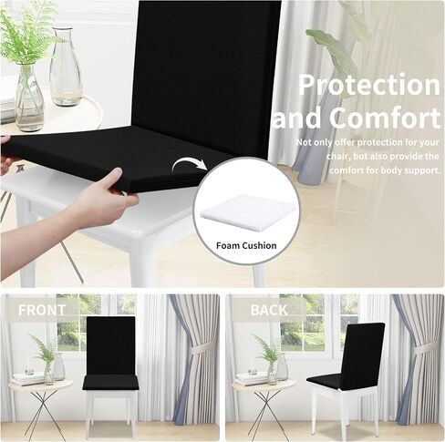 Easy-Going Stretch Dining Chair Cover with Removable Soft Foam Seat Cushion, Non-Slip Dining Room Chair Cover, Machine Washable (2 Pack, Light Gray) in Saudi Arabia
