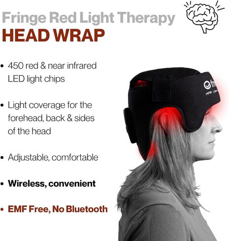 Fringe Red Light Therapy Wrap for Head & Hair, Both Red Light 660nm and Infrared Light 850nm, 360 LED Lights, Sports Recovery in Saudi Arabia