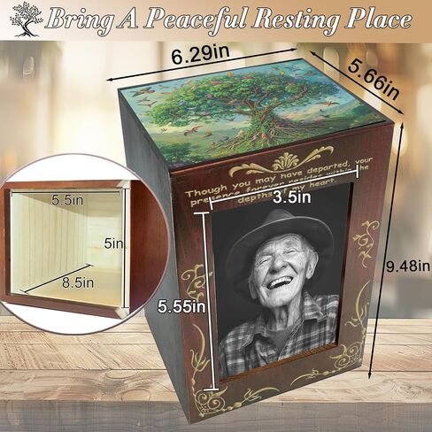 Wooden Picture Frame Urns for Ashes Adult Male Female Medium Cremation Urn Funeral Memorial Decorative Burial Urn Box and Casket for Ashes Men Women Pet Cat Dog in Saudi Arabia