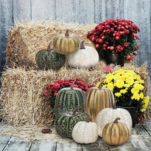 30 Pcs Artificial Pumpkins Set Fall Decorations with Maple Leaves Pine Cones Acorns Berries Assorted Fake Pumpkin for Thanksgiving Halloween Autumn Harvest Home Table Decor in Saudi Arabia