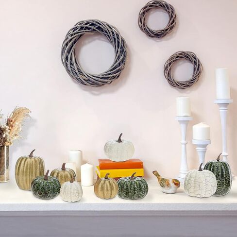 30 Pcs Artificial Pumpkins Set Fall Decorations with Maple Leaves Pine Cones Acorns Berries Assorted Fake Pumpkin for Thanksgiving Halloween Autumn Harvest Home Table Decor in Saudi Arabia