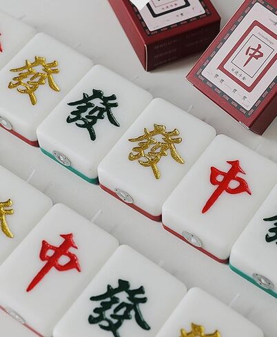 Mahjong Shaped Scented Candle,50G Green Title Chinese Style Soy Wax Funny Aroma Decorative Candle for Anniversaries Birthday Holiday Home Decor,Prefect Gift for Feng Shui Make A Fortune-1 PACK (Green) in Kuwait