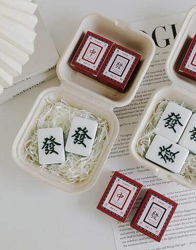 Mahjong Shaped Scented Candle,50G Green Title Chinese Style Soy Wax Funny Aroma Decorative Candle for Anniversaries Birthday Holiday Home Decor,Prefect Gift for Feng Shui Make A Fortune-1 PACK (Green) in Kuwait