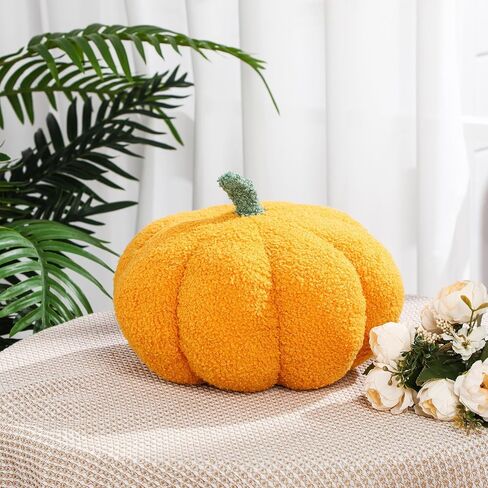 Kajaia 2 Pieces Simulated Pumpkin Plush Pillow 11 x 9.5 Inch 3D Thanksgiving Cushion Pillow Fall Decorations Toy Pillows for Thanksgiving Christmas Bedroom Sofa Couch Supplies (Yellow, Brown) in Saudi Arabia