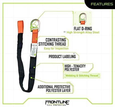 Frontline COSL06L Concrete Embed Anchor Strap with Looped Ends 6' | ANSI & OSHA Compliant | Pour-in Disposable Anchor | 310 lbs. Capacity | Color Orange/Black in Saudi Arabia