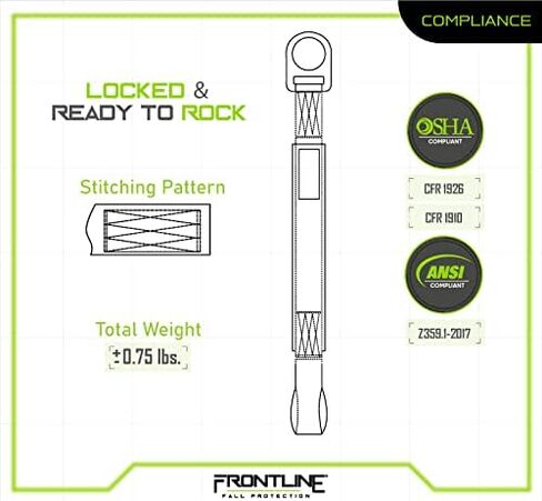 Frontline COSL06L Concrete Embed Anchor Strap with Looped Ends 6' | ANSI & OSHA Compliant | Pour-in Disposable Anchor | 310 lbs. Capacity | Color Orange/Black in Saudi Arabia