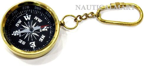 NauticalMart جيب البوصلة سلسلة المفاتيح ملحق للتخييم، والمشي لمسافات طويلة، اتجاه الملاحة البوصلة النحاسية الصغيرة هدية عيد ميلاد، هدية المعمودية in Saudi Arabia