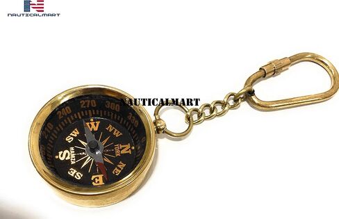 NauticalMart جيب البوصلة سلسلة المفاتيح ملحق للتخييم، والمشي لمسافات طويلة، اتجاه الملاحة البوصلة النحاسية الصغيرة هدية عيد ميلاد، هدية المعمودية in Saudi Arabia