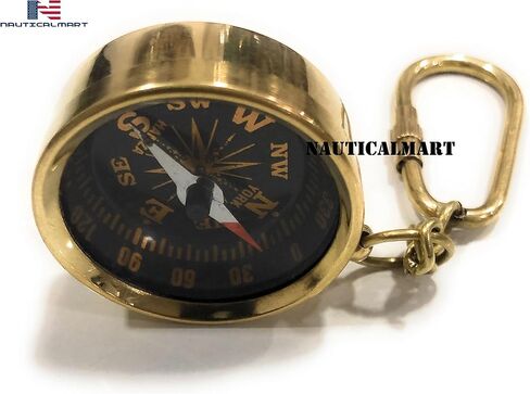 NauticalMart جيب البوصلة سلسلة المفاتيح ملحق للتخييم، والمشي لمسافات طويلة، اتجاه الملاحة البوصلة النحاسية الصغيرة هدية عيد ميلاد، هدية المعمودية in Saudi Arabia