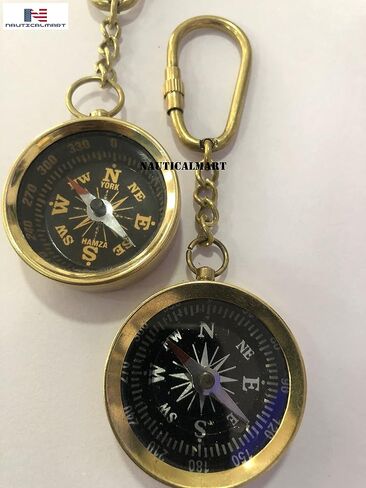 NauticalMart جيب البوصلة سلسلة المفاتيح ملحق للتخييم، والمشي لمسافات طويلة، اتجاه الملاحة البوصلة النحاسية الصغيرة هدية عيد ميلاد، هدية المعمودية in Saudi Arabia