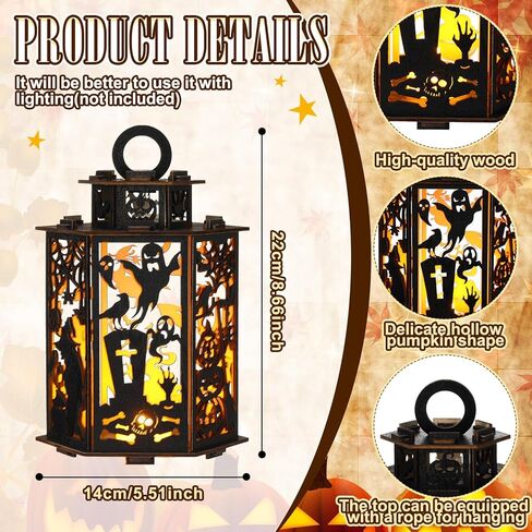 3 قطع من فانوس الهالوين لتزيين قطع مركزية للهالوين لطاولة فانوس الهالوين ديكورات داخلية للمنزل والحفلات الخارجية والشرفة والحديقة ديكور معلق in Kuwait